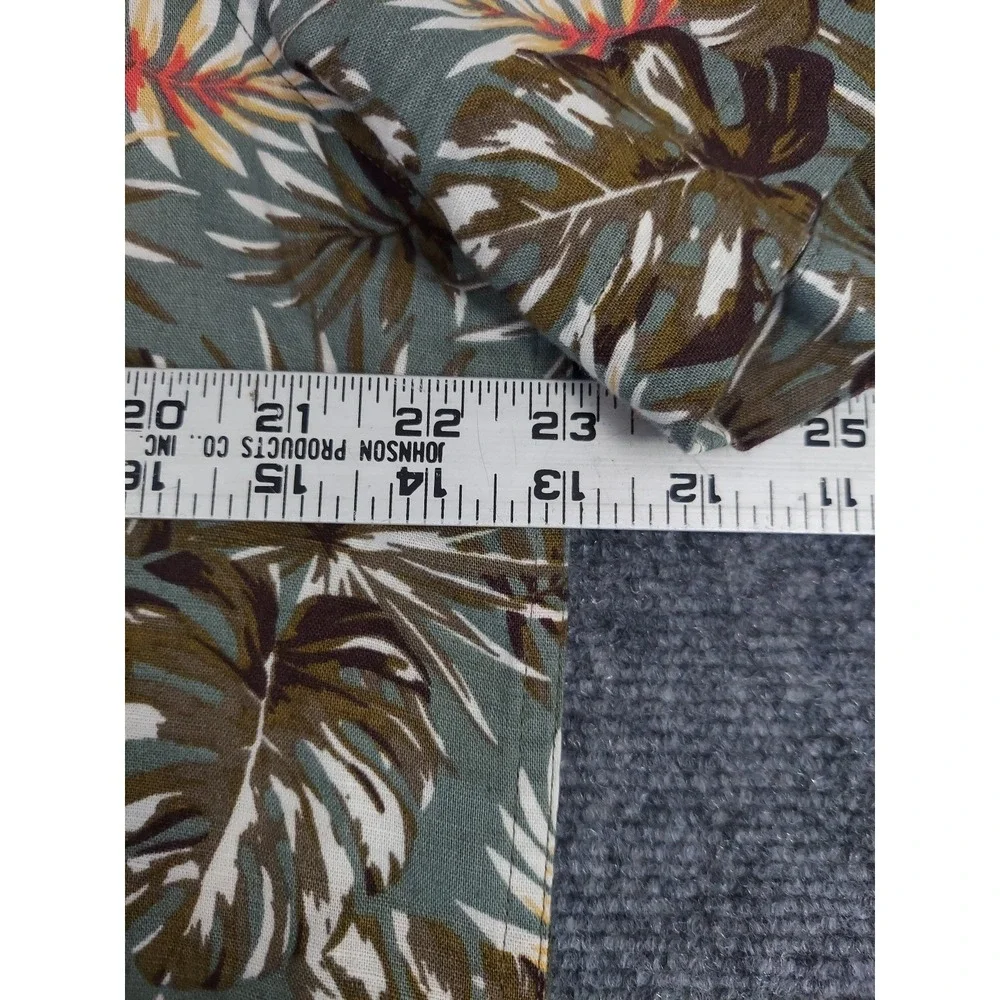 Banana Republic Linen Shirt‎ Mens Large Hawaiian Slim Fit Beach Safari Leaves